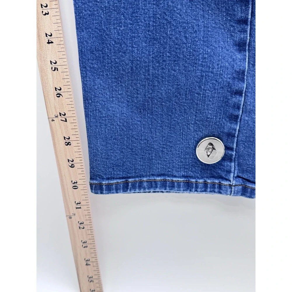 Wrangler Slim Straight Jeans Mens 33x32 Distressed Blue Stretch Denim